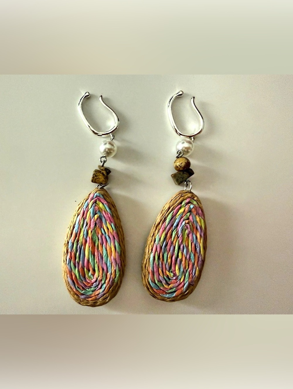 Multicolor Woven Dangle Earrings Like New